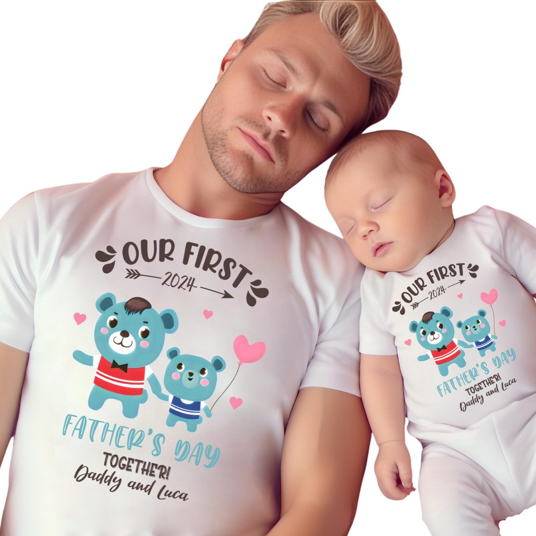 Our First Father's Day / Bears & Custom Names / BOTH TRANSFERS - DTF Transfer