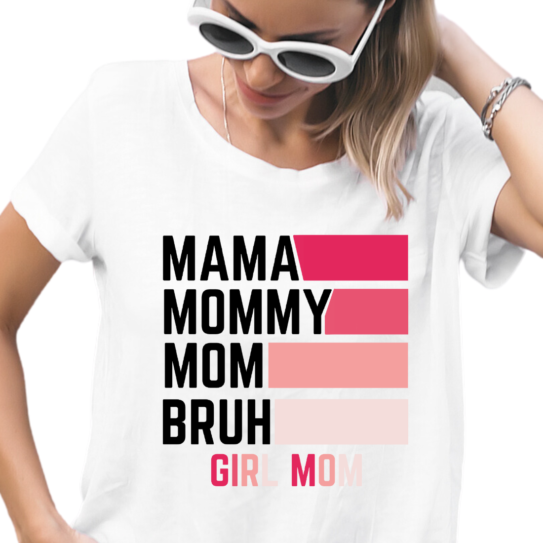 Mama, Mommy, Mom, Bruh, Girl Mom / Pink - Unisex T-Shirt