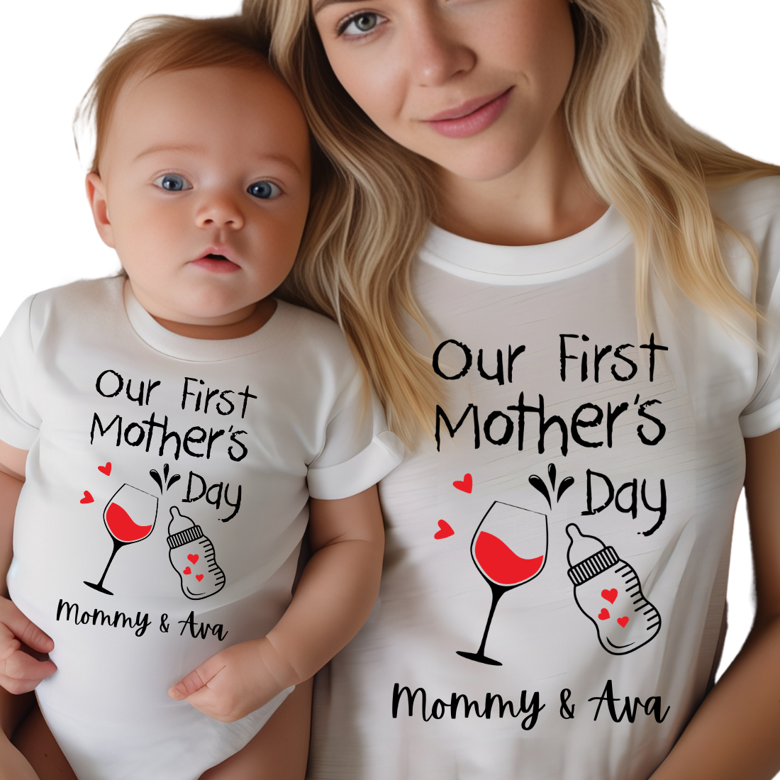 Our First Mother's Day / Drinks & Custom Names / BOTH TRANSFERS - DTF Transfer