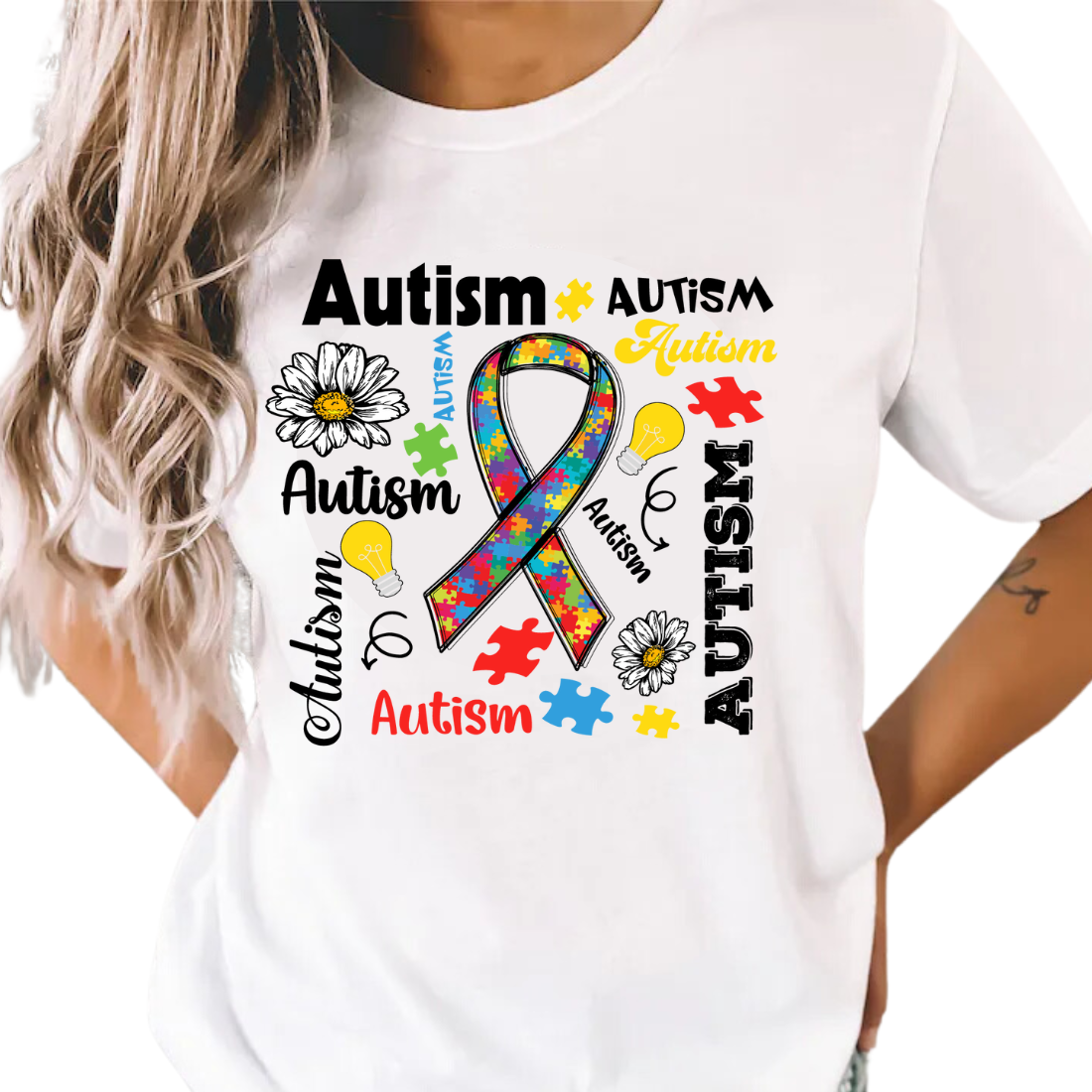 Autism Ribbon Collage - Unisex T-Shirt