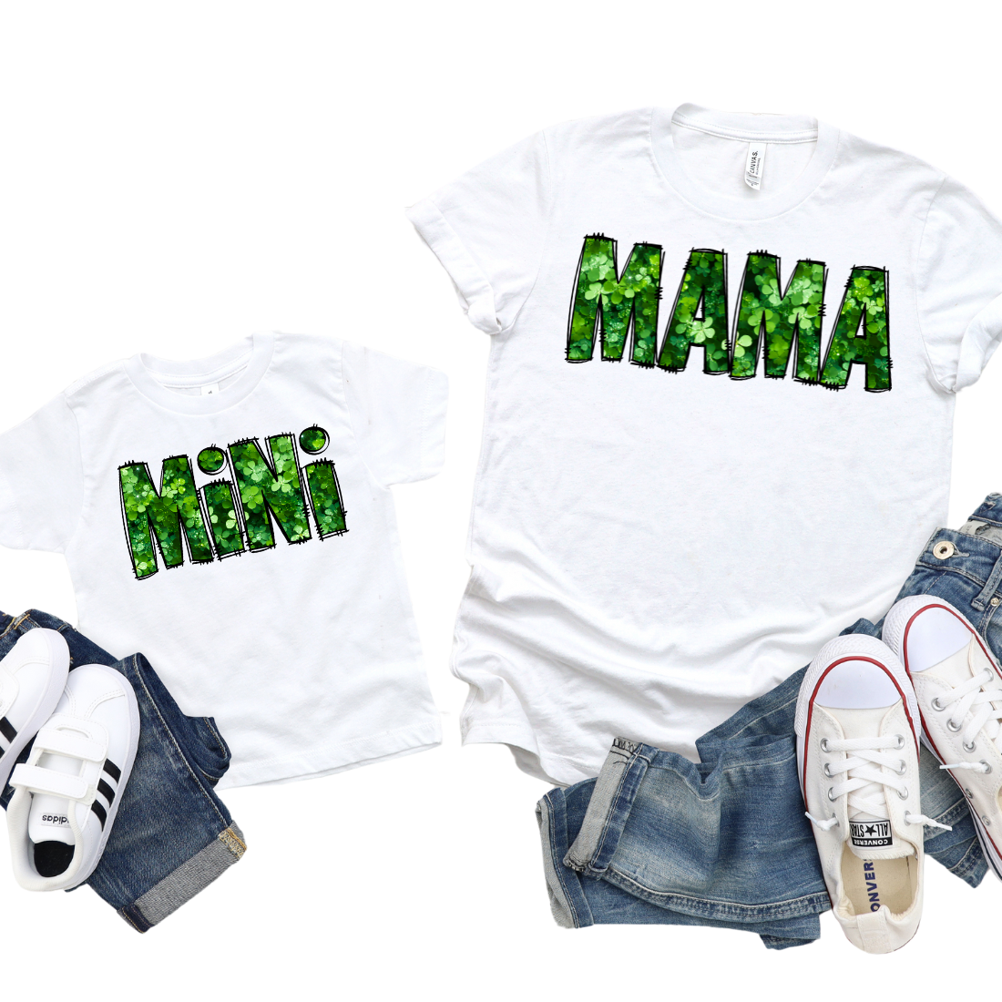 Mama & Mini - Shamrock Pattern / TWO SHIRTS - Unisex T-Shirt Combo