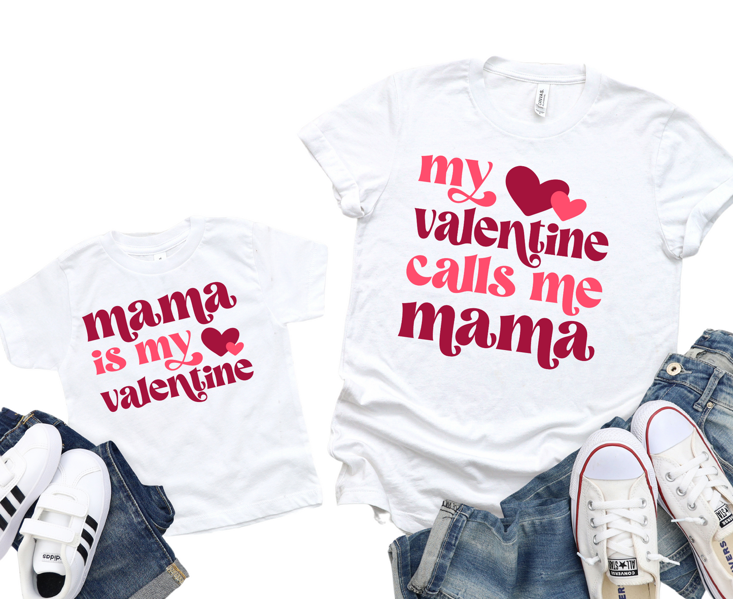 My Favorite Valentine Calls Me Mama - Mini / TWO SHIRTS - Unisex T-Shirt Combo