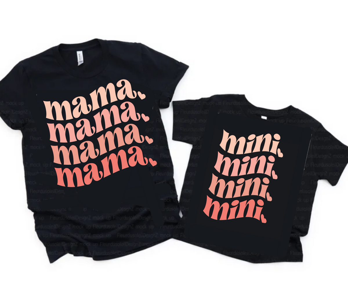 Pink Wavy Mama & Mini / TWO SHIRTS - Unisex T-Shirt Combo