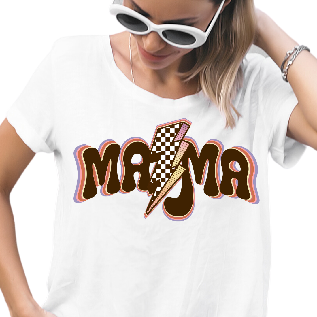 Mama / Checked Lightning - Unisex T-Shirt