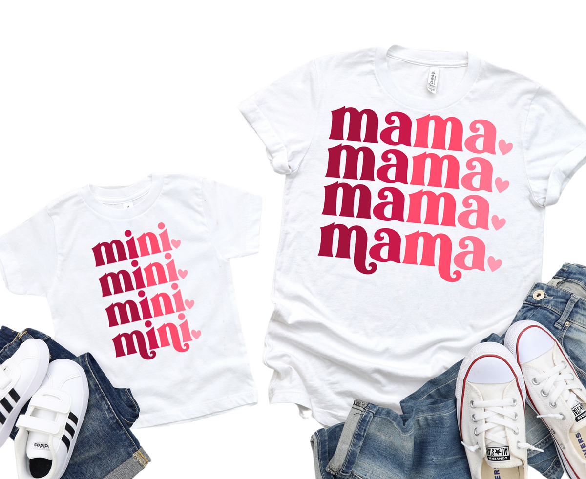 Red Ombre Mama & Mini / TWO SHIRTS - Unisex T-Shirt Combo