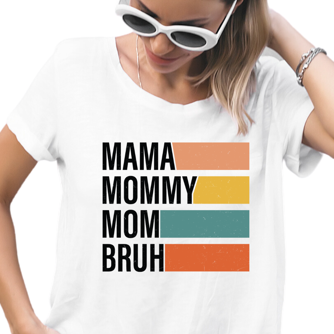 Mama, Mommy, Mom, Bruh. / Colored Lines - Unisex T-Shirt