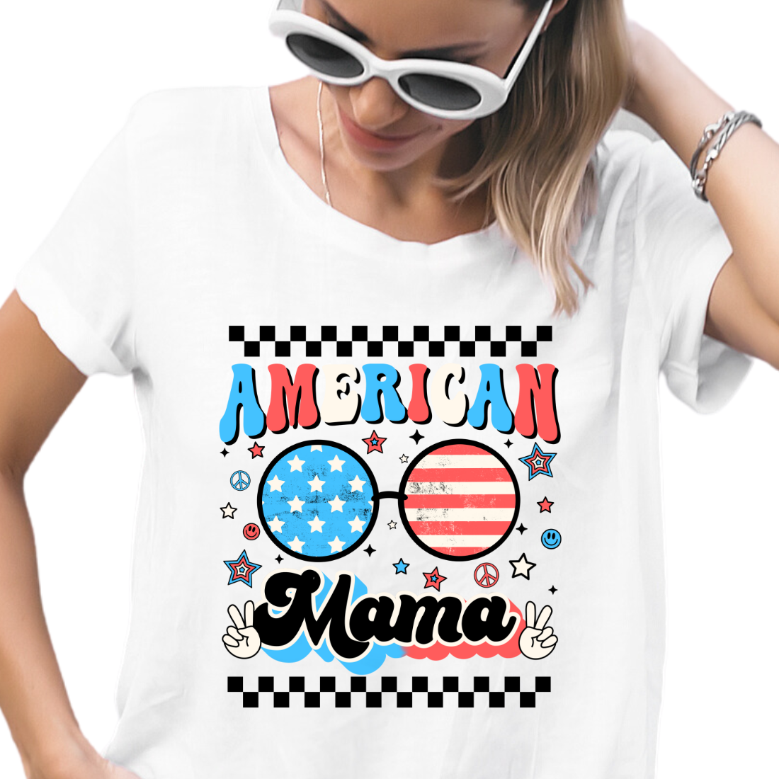 American Mama / Checkered - Unisex T-Shirt