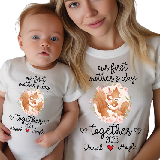 Our First Mother's Day / Squirrels & Custom Names / BOTH TRANSFERS - DTF Transfer