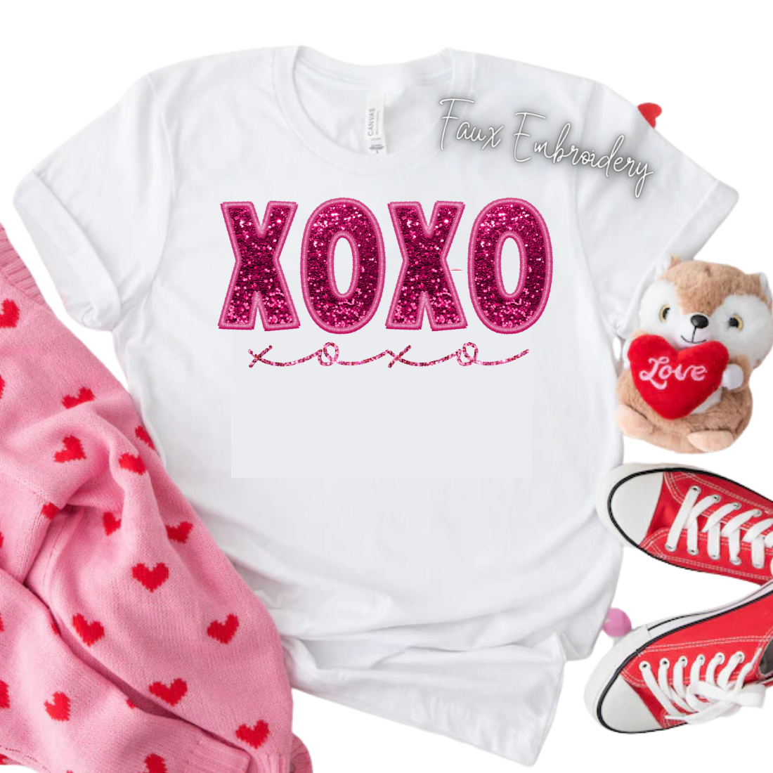 Faux Embroidery / XOXO - Unisex T-Shirt