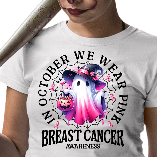 In October We Wear Pink for Breast Cancer / Ghost - Unisex T-Shirt