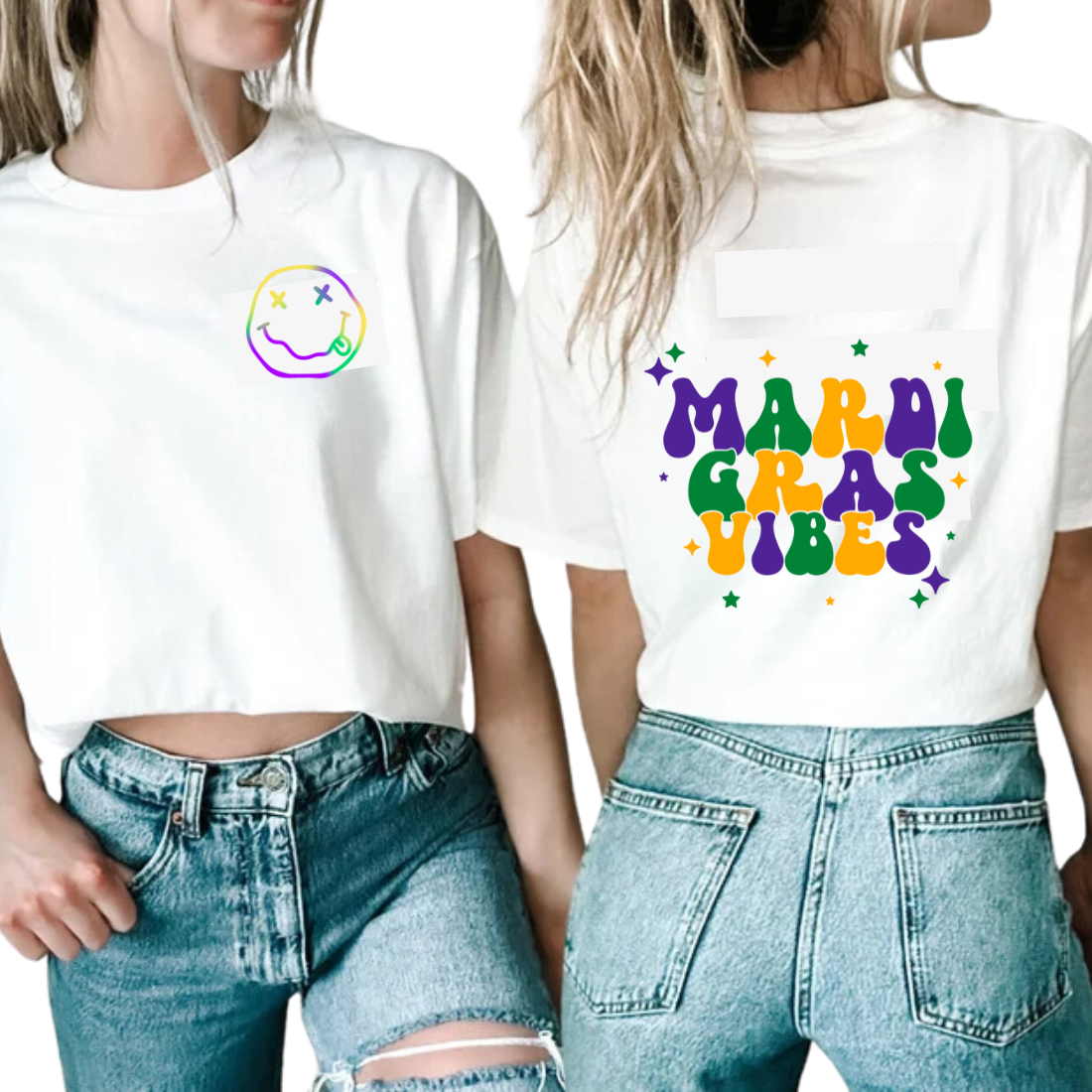 Mardi Gras Vibes / Back and Pocket Design - DTF Transfer