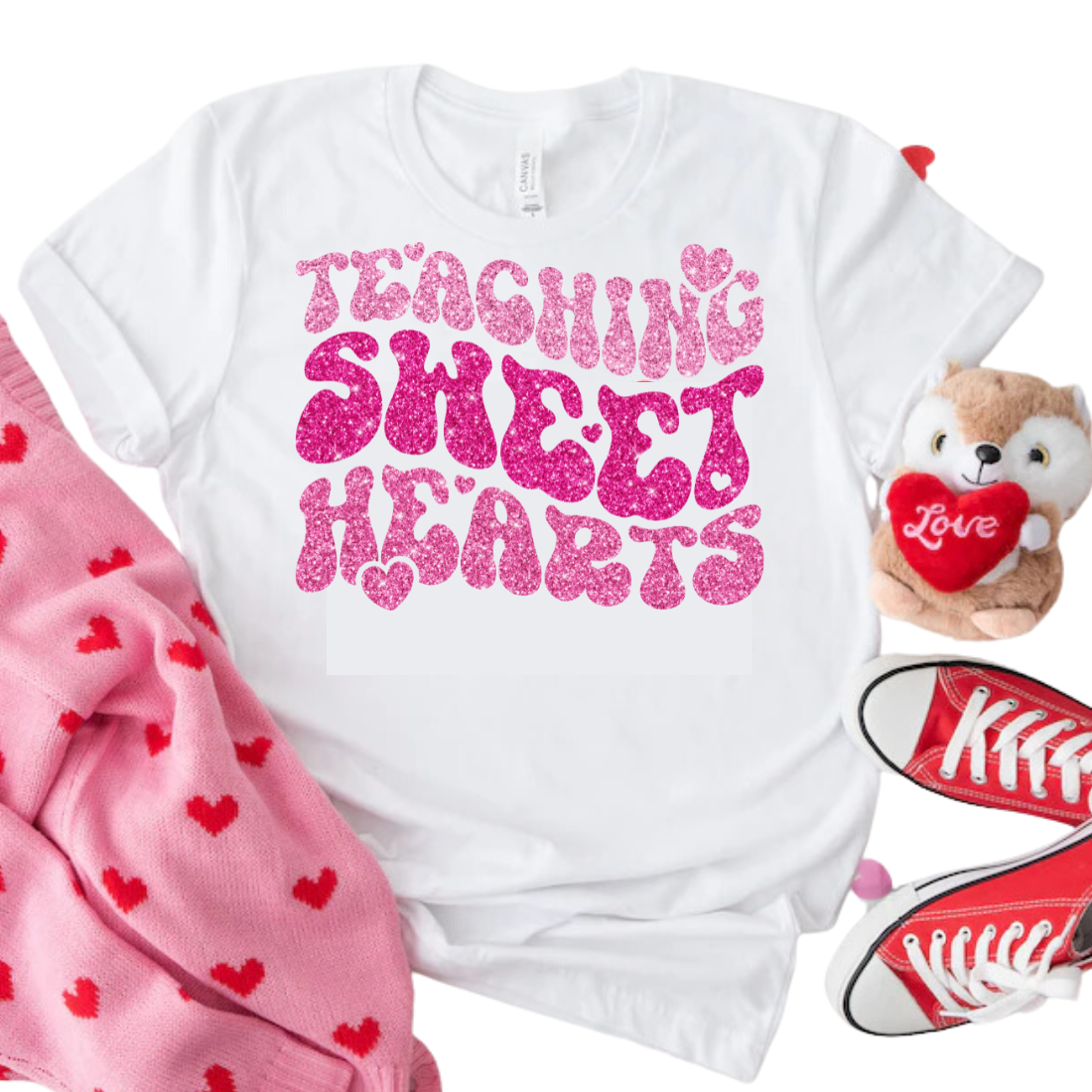 *Faux Glitter* Teaching Sweet Hearts- DTF Transfer