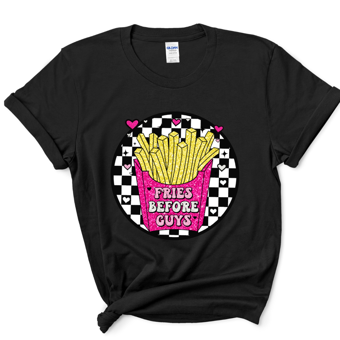 Fries Before Guys / Checkered Circle - Unisex T-Shirt