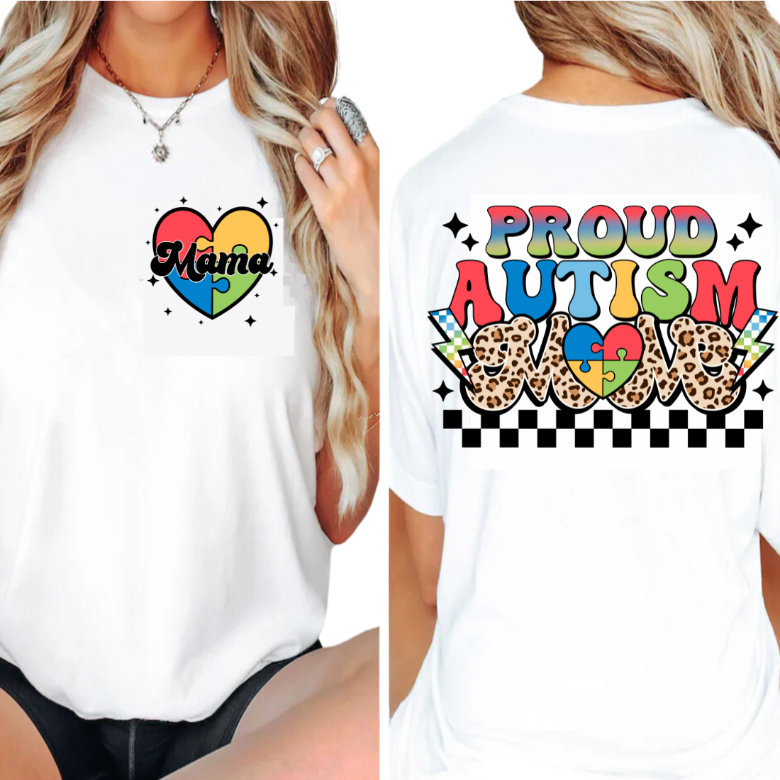 Proud Autism Mama - Back and Pocket - Unisex T-Shirt