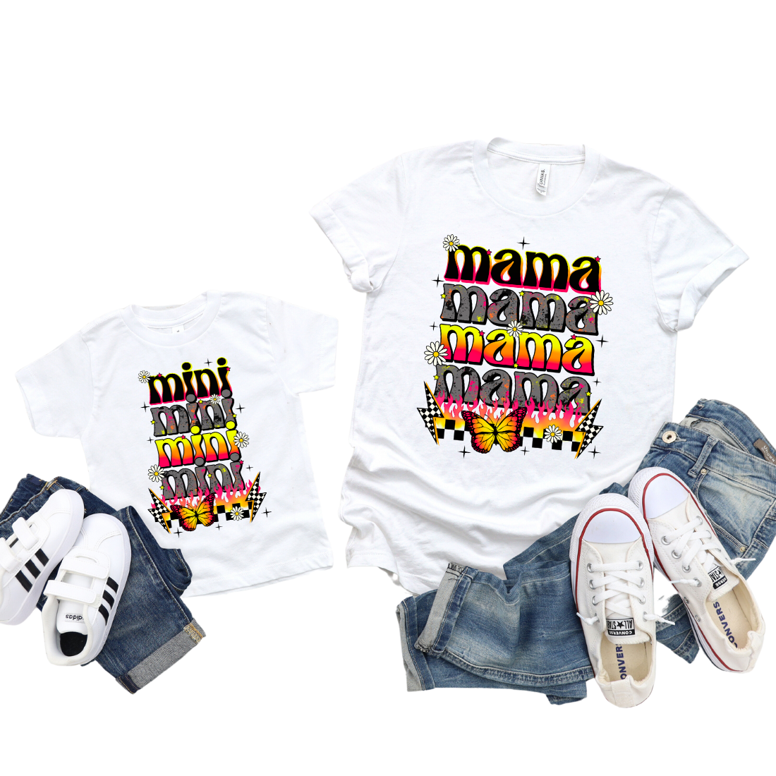 Mama & Mini / Flames / TWO SHIRTS - Unisex T-Shirt Combo