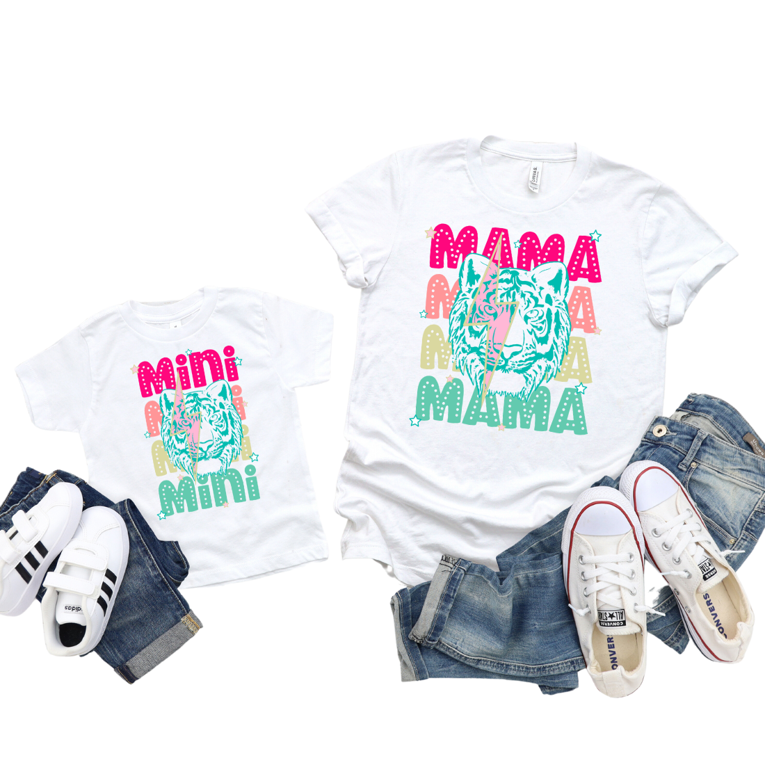 Mama & Mini / Tiger Head / TWO SHIRTS - Unisex T-Shirt Combo