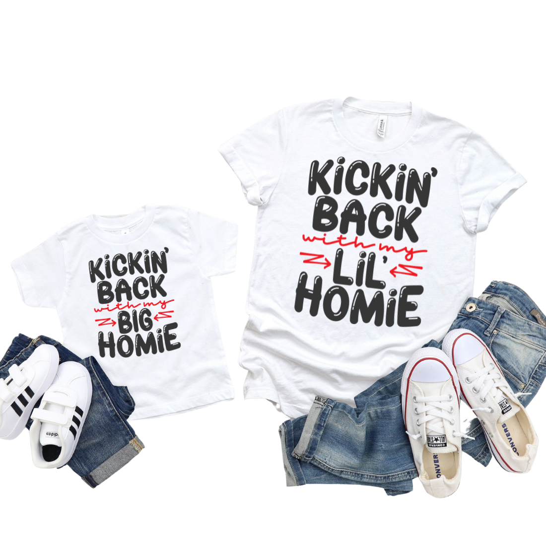 Mama & Mini / Kickin' Back With My Lil Homie / TWO SHIRTS - Unisex T-Shirt Combo