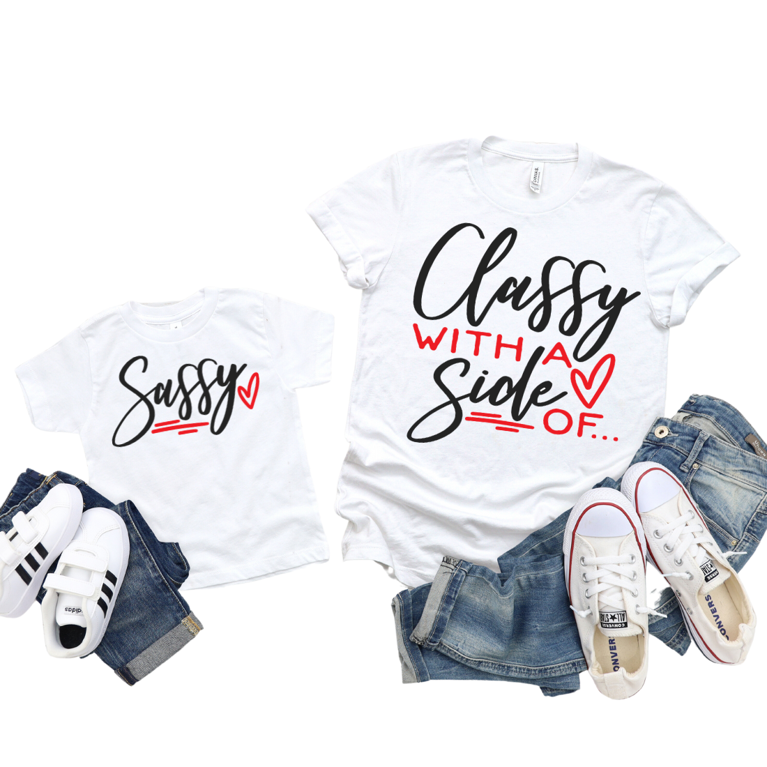 Mama & Mini / Classy With A Side Of... Sassy / TWO SHIRTS - Unisex T-Shirt Combo