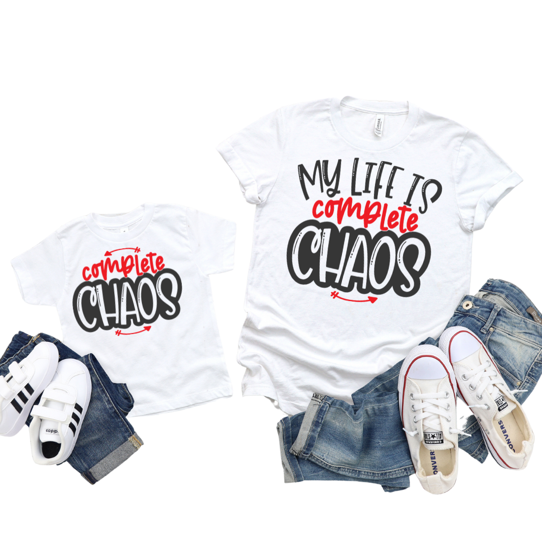 Mama & Mini / My Life Is Complete Chaos / TWO SHIRTS - Unisex T-Shirt Combo