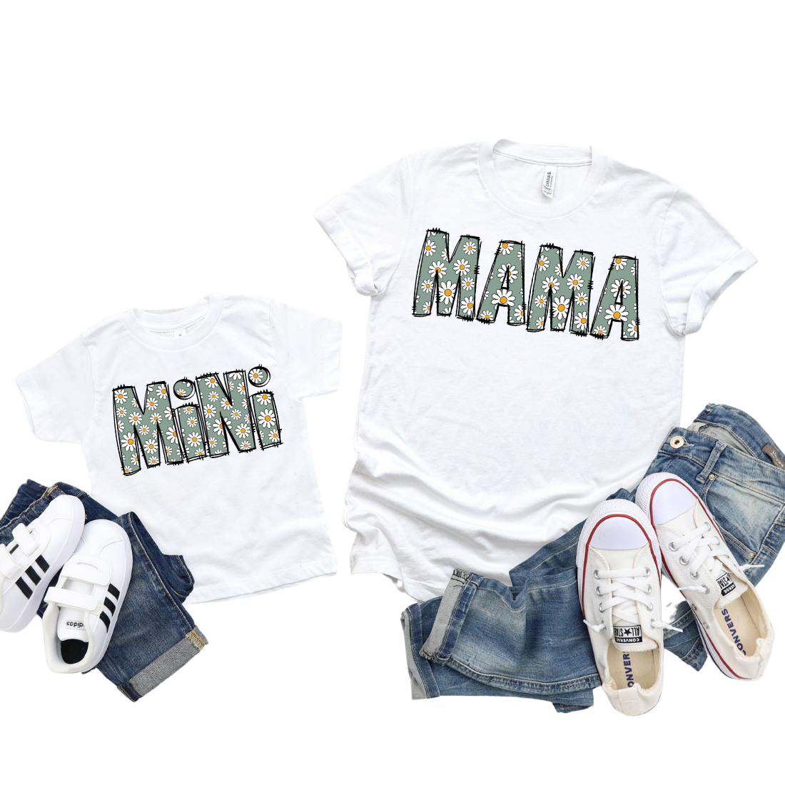 Mama & Mini / Flower Pattern / TWO SHIRTS - Unisex T-Shirt Combo