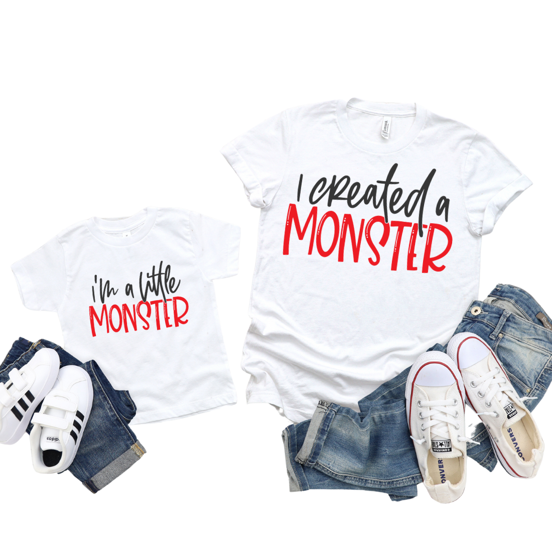 Mama & Mini / I Created A Monster / TWO SHIRTS - Unisex T-Shirt Combo