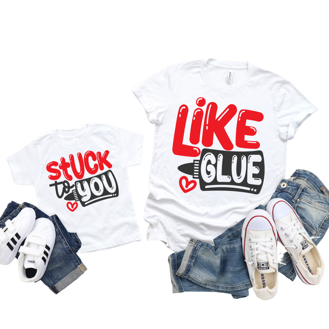 Mama & Mini / Like Glue / TWO SHIRTS - Unisex T-Shirt Combo