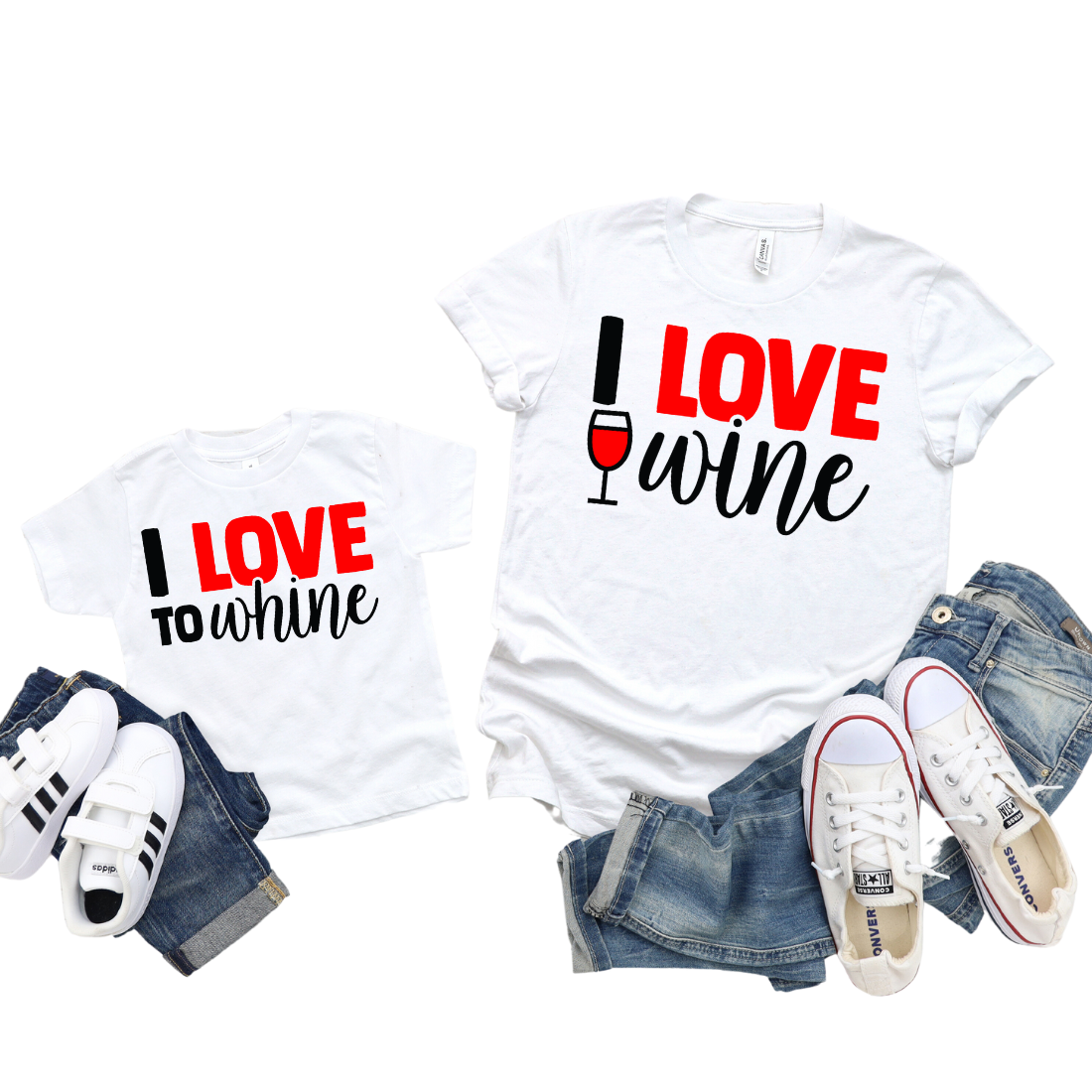 Mama & Mini / I Love Wine / TWO SHIRTS - Unisex T-Shirt Combo