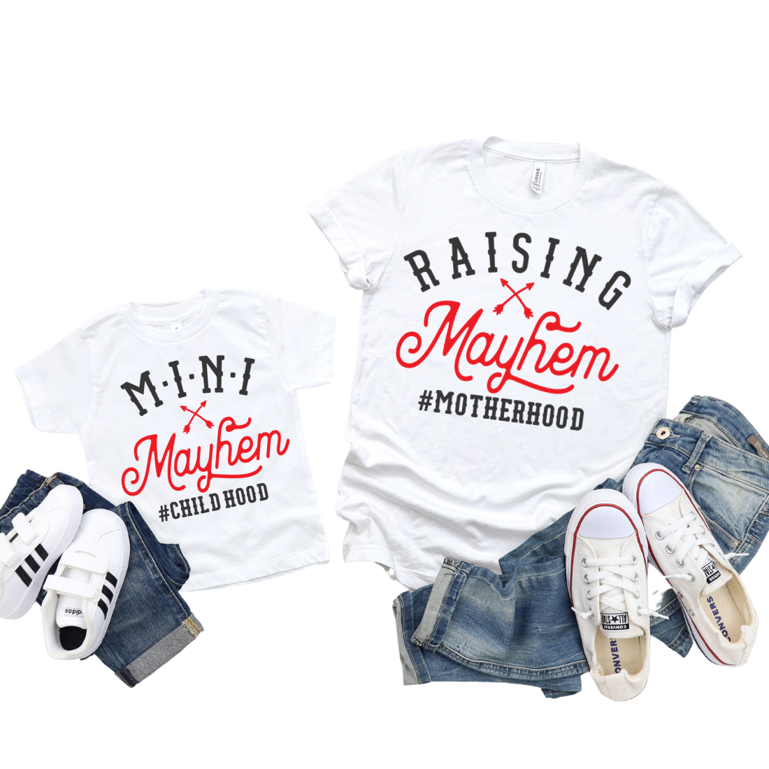 Mama & Mini / Raising Mayhem / TWO SHIRTS - Unisex T-Shirt Combo