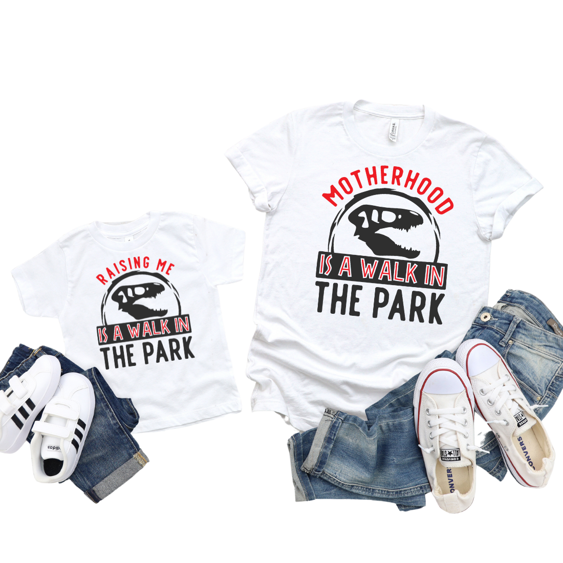 Mama & Mini / Motherhood Is A Walk In The Park / TWO SHIRTS - Unisex T-Shirt Combo