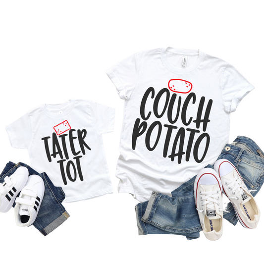 Couch Potato & Tater Tot / Custom Colors / BOTH TRANSFERS - DTF Transfer