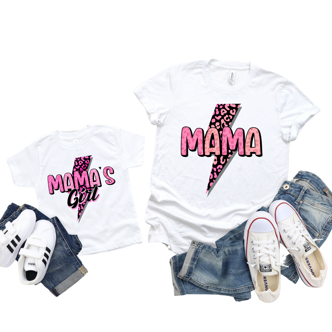 Mama & Mama's Girl / Pink Lightning Bolt / TWO SHIRTS - Unisex T-Shirt Combo