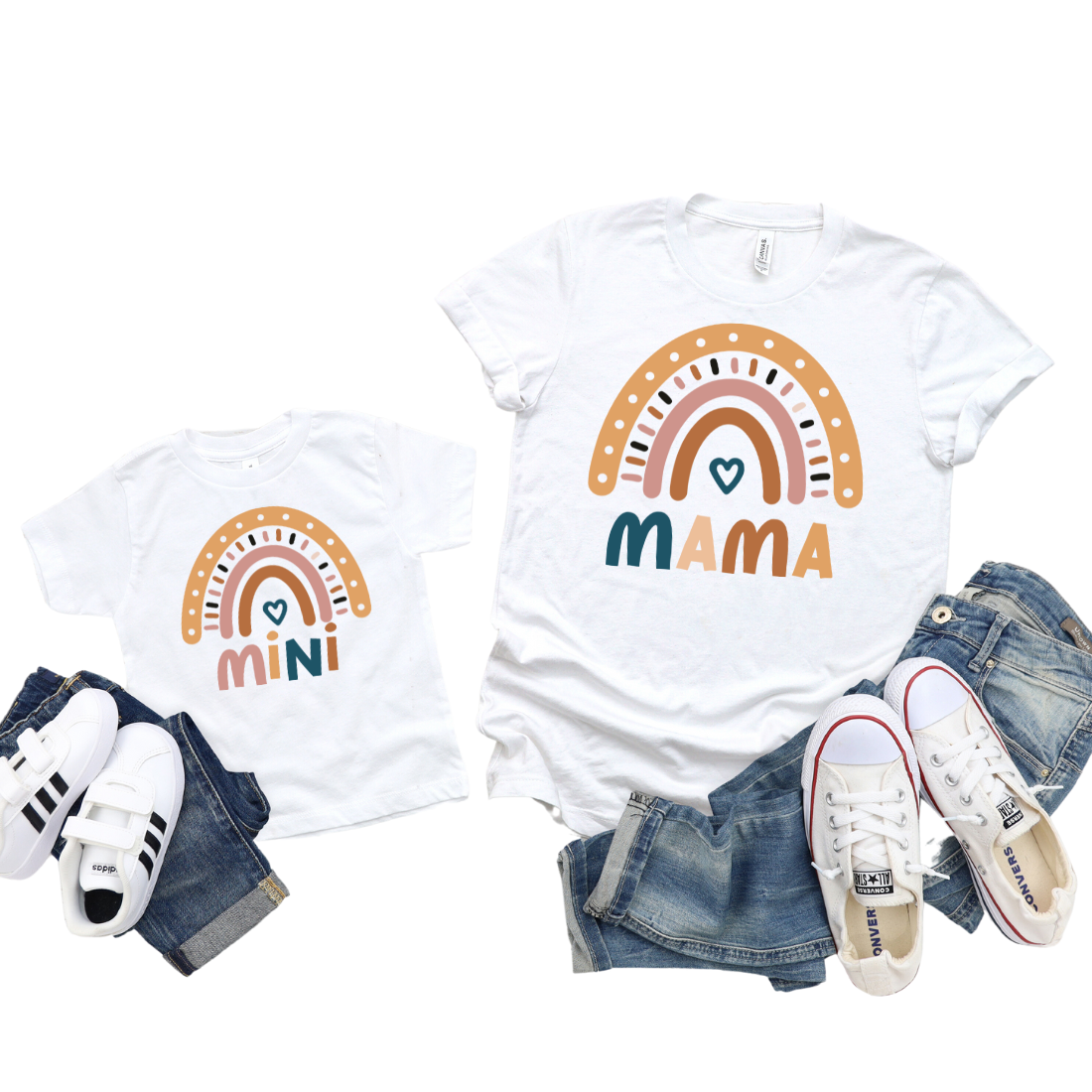 Mama & Mini / Neutral Rainbow / TWO SHIRTS - Unisex T-Shirt Combo