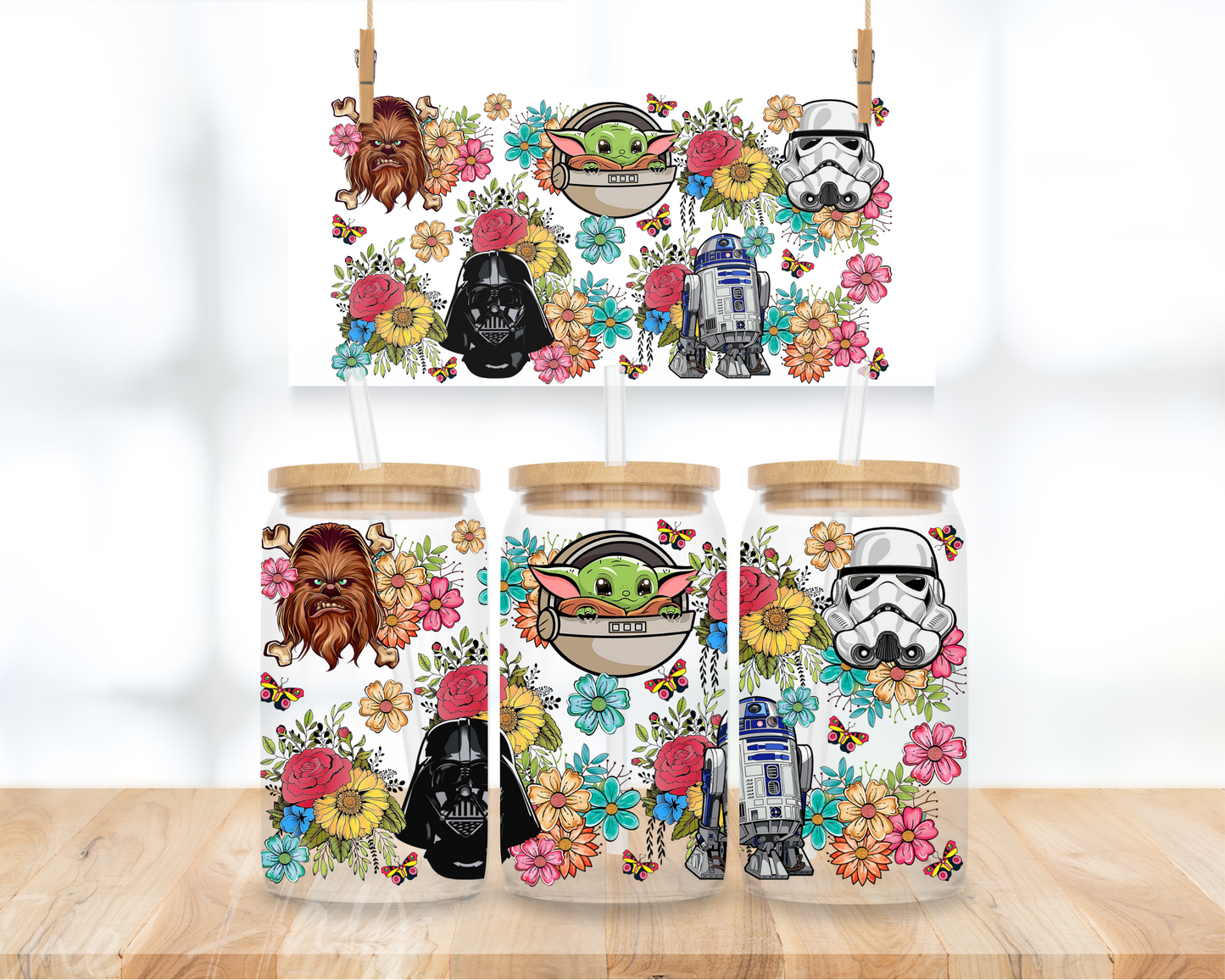 Floral Galaxy Wars - 16 oz. UV DTF Cup Wrap