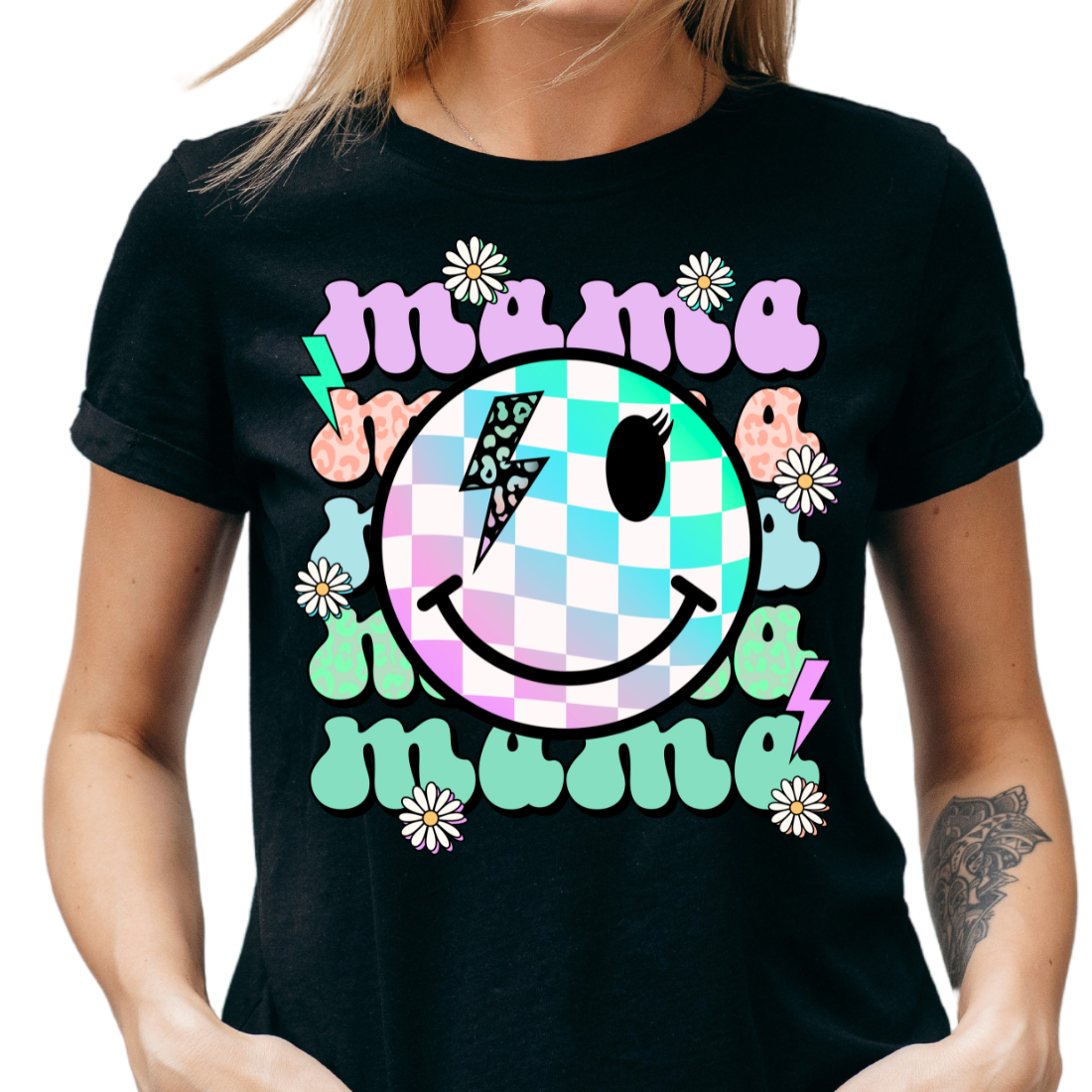 Mama Checkered Smiley - Unisex T-Shirt