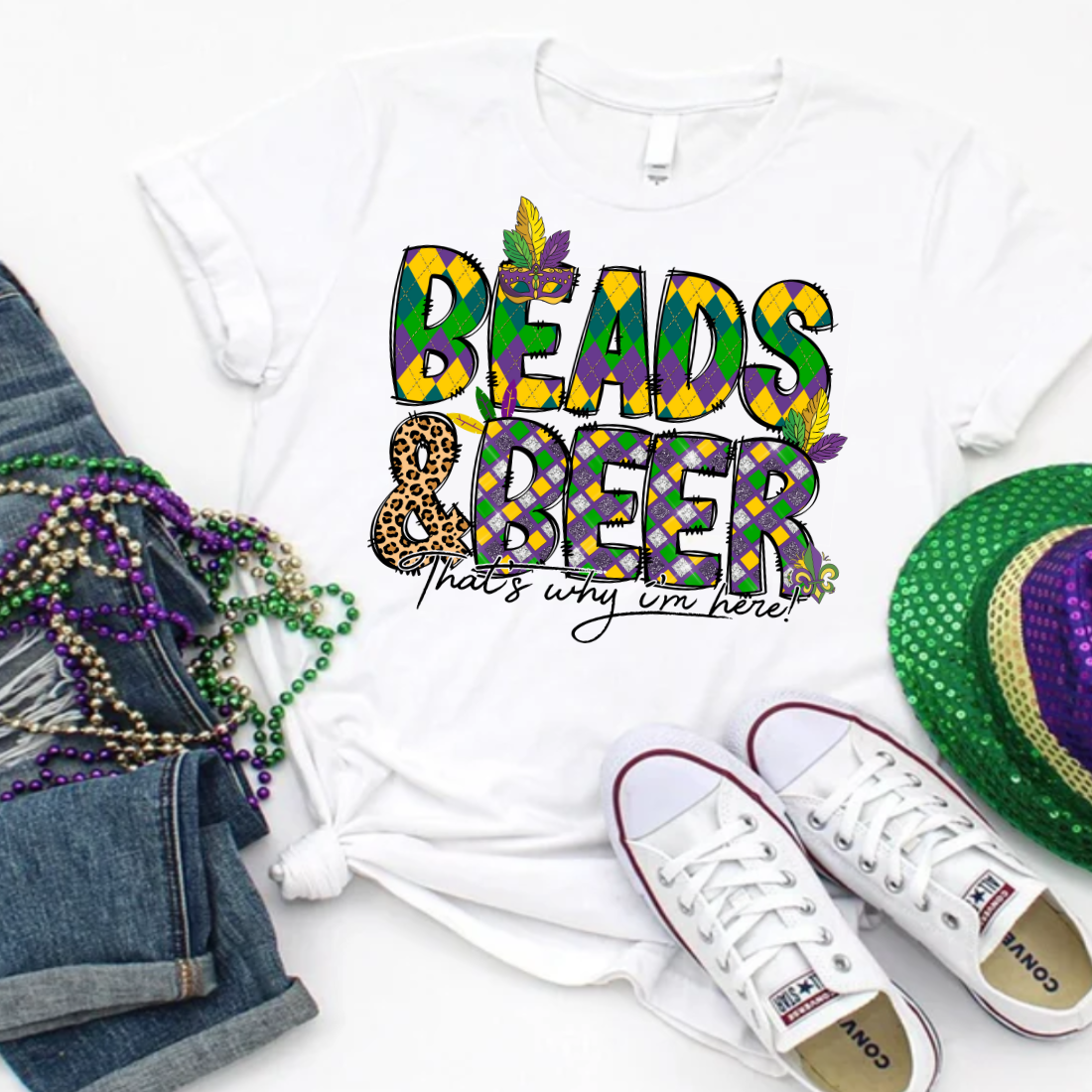 Beads & Beer / Mardi Gras Letters - DTF Transfer