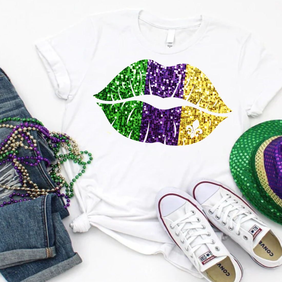 Mardi Gras Lips - Unisex T-Shirt