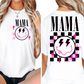 Mama / Pink Checkered Smiley Face - Back and Pocket - Unisex T-Shirt