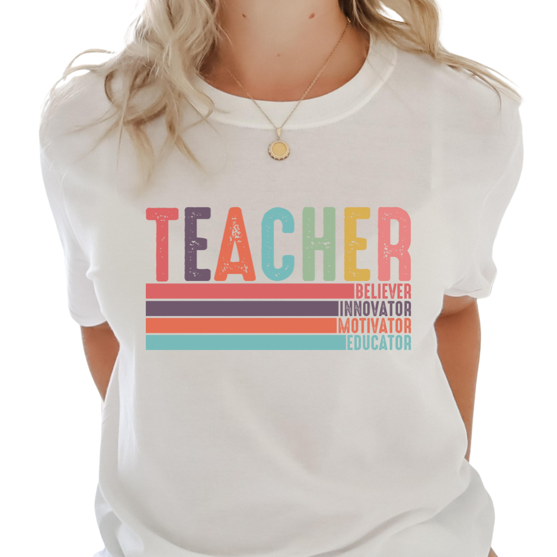 Teacher; Believer, Innovator, Motivator, Educator  - Unisex T-Shirt